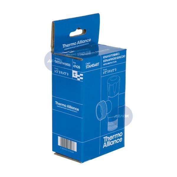 Кран кутовий Thermo Alliance Standart 1/2"ЗЗ нерж., з керам. буксою TAS347W1515SS SD00053550 фото