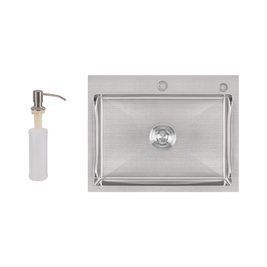 Мийка для кухні інтегрована Lidz Handmade H5845 (LDH5845BRU35384) Brushed Steel 3,0/1,0 мм SD00041488 фото