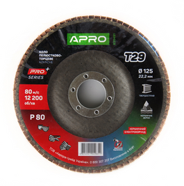 Круг лепестково-торцевой керамический Р80 конус 125х22.2мм (Т29) (КЛТ) APRO PRO 830491 фото