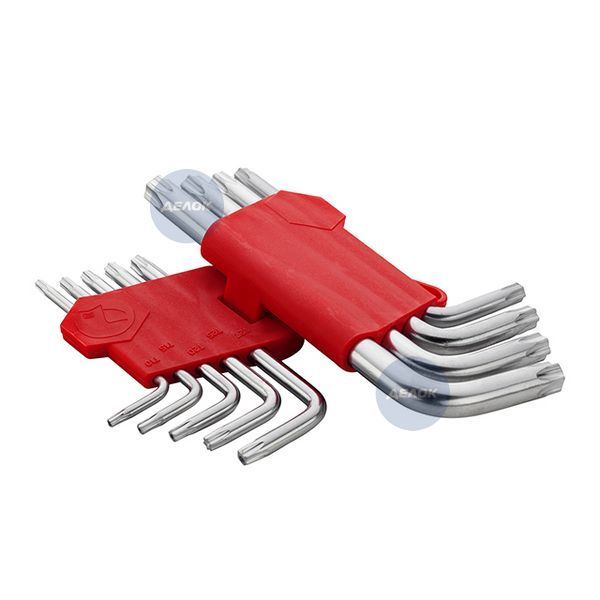 Набір ключів Г-подібних TORX, з отвором, 9 шт., Т10-Т50, Cr-V HT-0604 фото