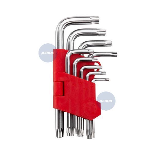Набір ключів Г-подібних TORX, з отвором, 9 шт., Т10-Т50, Cr-V HT-0604 фото