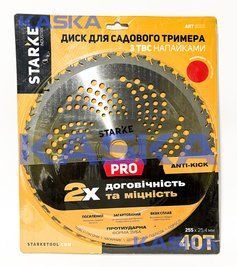 Диск STARKE PRO 8005 255mm*25.4*40T ПОСИЛЕНИЙ ПРОТИУДАРНИЙ ЗУБ для садового тримера (бензокоси) з твердосплавними напайками НФ-00002151 фото