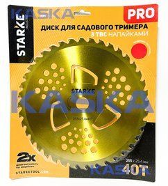 Диск STARKE PRO 8007 255mm*25.4*40T ПОСИЛЕНИЙ + 3 зуба підрізача для садового тримера (бензокоси) ) з твердосплавними напайками НФ-00002155 фото