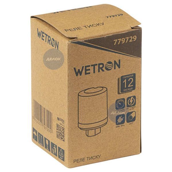 Реле давления 1.5кВт 1.4-2.2 бар цилиндр (гайка) WETRON (779729) 779729 фото