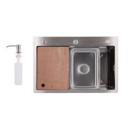 Мийка для кухні інтегрована Lidz Handmade H6845 Brushed Steel 3,0/1,0 мм LDH6845BRU49455 SD00055579 фото