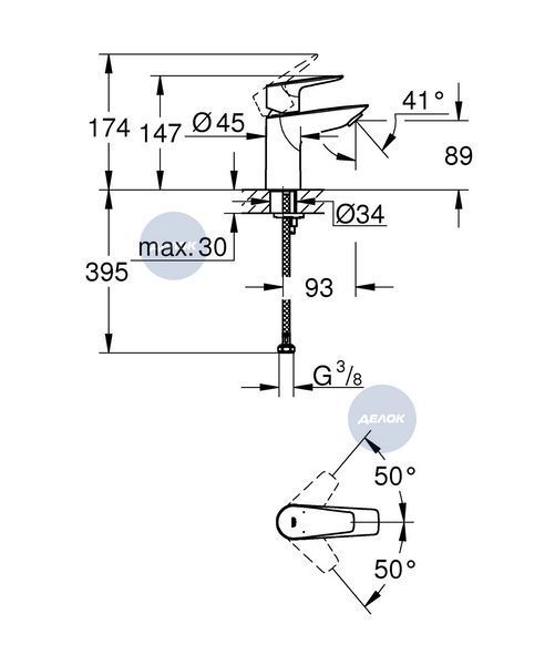 Одноважільний змішувач для раковини без донного клапана S-Size Grohe BauEdge New (23330001) 23330001 фото
