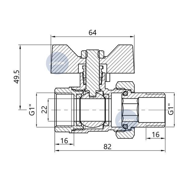 Кран кульовий "Американка" Thermo Alliance Base прямий 1" ВЗ SD221W25 SD00005471 фото