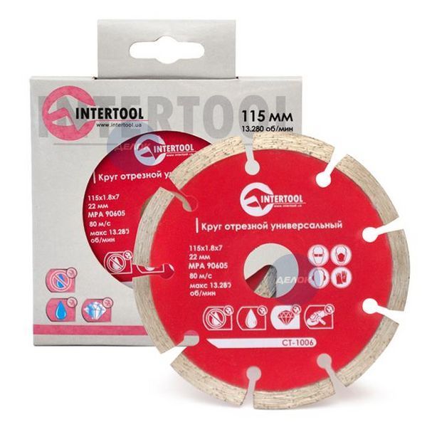 Диск відрізний сегментний алмазный, 115 мм, 22-24% INTERTOOL CT-1006 CT-1006 фото