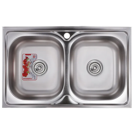Мийка кухонна ZERIX Z8050D-08-180E DOUBLE (satin) (ZM0569) ZM0569 фото