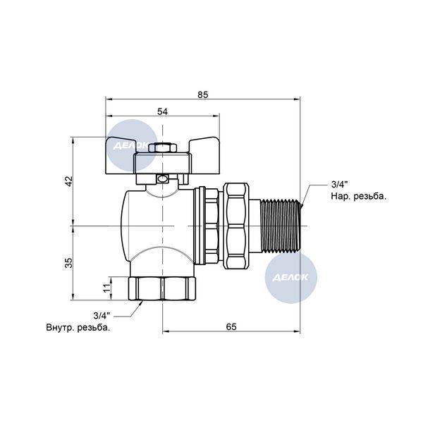 Кран кульовий Icma FAR. ROSSA 3/4" кутовий №361 SD00042358 фото