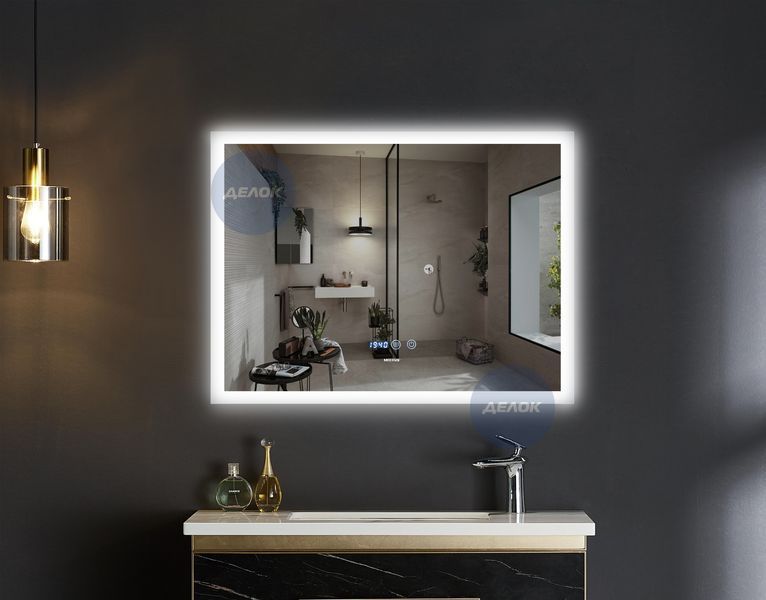 Дзеркало Mixxus FLAT MR04-80x60 з Led Touch, Anti-fog, димером, регулятором яскравості, годинником (MI6928) MI6928 фото