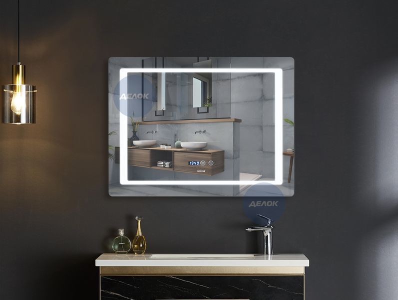 Дзеркало Mixxus STYLE MR03-90x70 з Led Touch, Anti-fog, димером, регулятором яскравості, годинником (MI6007) MI6007 фото