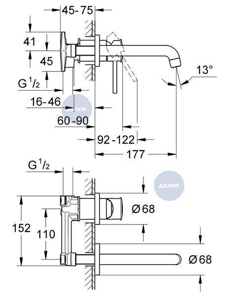 Змішувач для раковини прихованого монтажу Grohe BauClassic (2029200C) 2029200C фото
