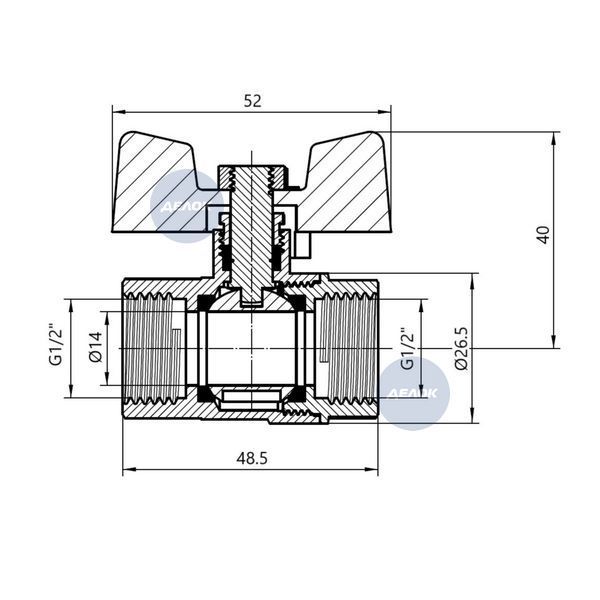 Кран кульовий Thermo Alliance Base 1/2" ВР для газу (метелик) SD602G15 SD00002814 фото