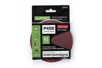 Круг шлифовальный без отверстий (на липучке) &Oslash;125мм P400 (10шт) APRO 828013 фото