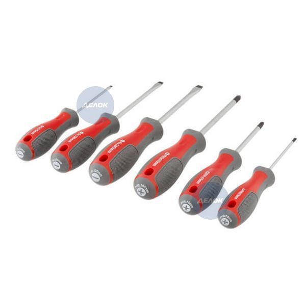 Набір викруток, 6 од., Cr-V, 75-100 мм (SL3, SL5, SL6, PH0, PH1, PH2) VT-3346 фото