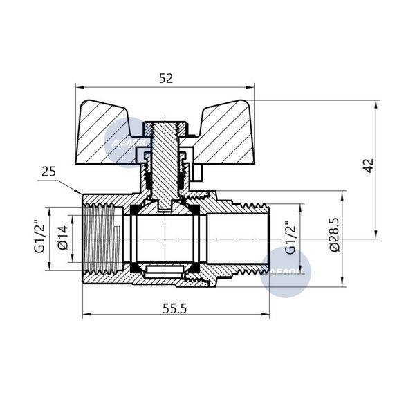 Кран кульовий Thermo Alliance Base 1/2" ВЗ для газу (метелик) SD607G15 SD00002816 фото