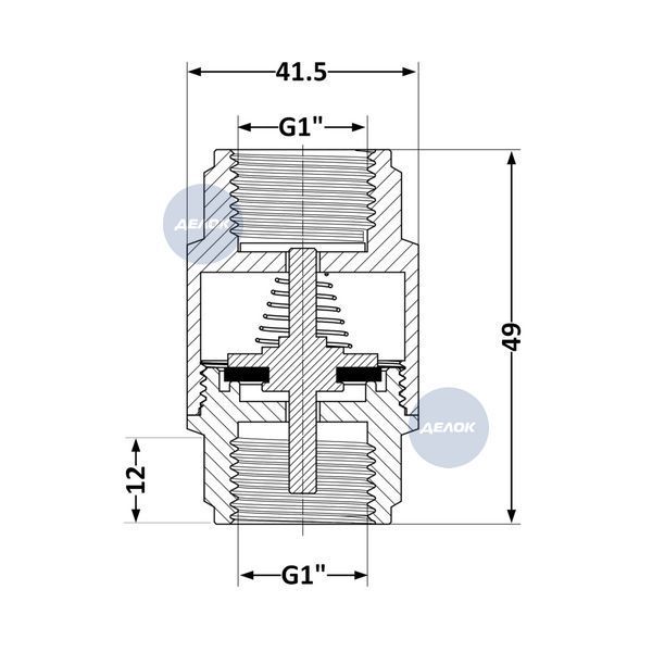 Зворотний клапан Thermo Alliance Base 1"ВВ Slim із латунним штоком TAB240W25S SD00053412 фото