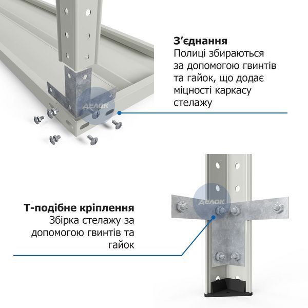 Стеллаж Атлант КС 2000х1200х300 Меткас, 150 кг/полку, 5 полок, крашенный, металлический AC200151203054G фото