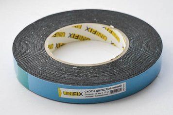 Лента клейкая двухсторонняя на вспененной основе 19мм*10м чёрная UNIFIX PN-1910 фото