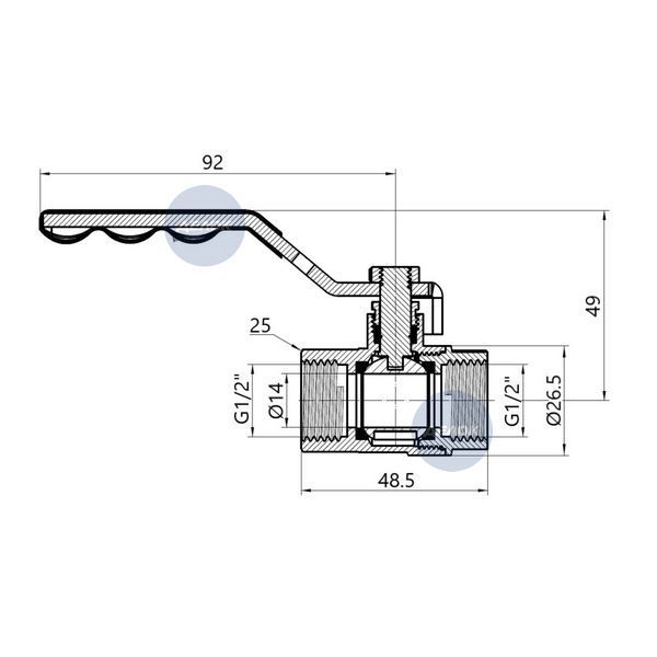 Кран кульовий Thermo Alliance Standart 1/2" ВР для газу (важіль) SD600NG15PN40 SD00022011 фото