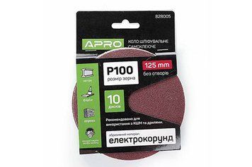 Круг шлифовальный без отверстий (на липучке) &Oslash;125мм P100 (10шт) APRO 828005 фото