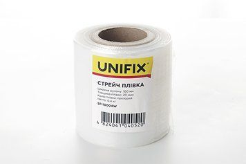 Стретч плівка 100мм, 0,4кг (20мкм) прозора, втулка 100г UNIFIX SP-10004W фото