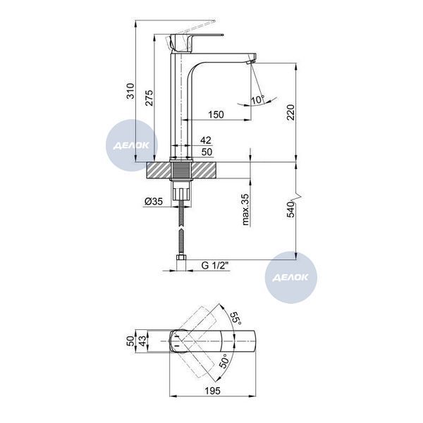 Смеситель для раковины Qtap Lipno высокий QTLIPNO1023H101C Chrome SD00042253 фото