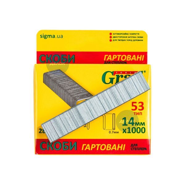 Скоби 14 &times; 11.3 мм гартовані 1000 шт GRAD (2812245) 2812245 фото