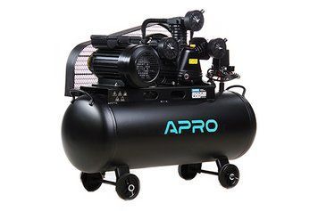 Компресор трьохциліндровий пасовий OFBD-100X 8Бар 3.0кВт 530л/хв 100л (2 крана) + Олива 0,8л APRO 850184 фото