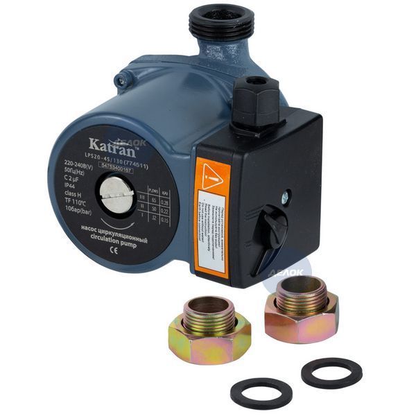 Насос циркуляційний 65Вт Hmax 4м Qmax 63 л/хв &Oslash;1" 130 мм + гайки &Oslash;3&frasl;4" WETRON (774511) TR774511 фото