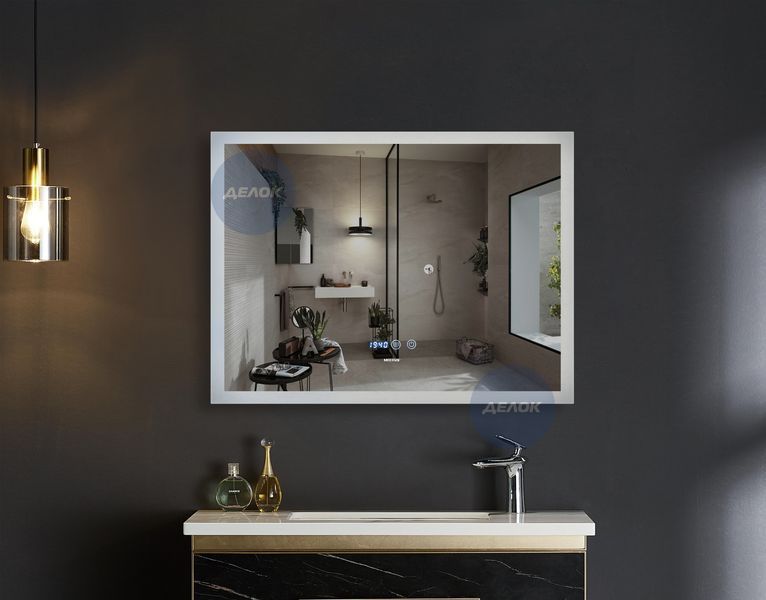 Дзеркало Mixxus FLAT MR04-100x80 з Led Touch, Anti-fog, димером, регулятором яскравості, годинником (MI6927) MI6927 фото