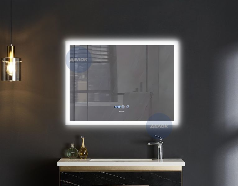 Дзеркало Mixxus FLAT MR04-100x80 з Led Touch, Anti-fog, димером, регулятором яскравості, годинником (MI6927) MI6927 фото