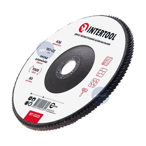 Диск шліфувальний пелюстковий, 180&times;22 мм, зерно K36, 7000 об/хв BT-0223 фото