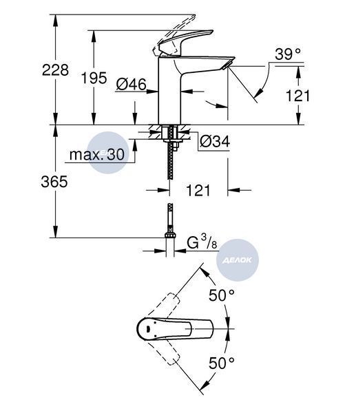 Змішувач для раковини Grohe Eurosmart (чорний матовий) (233242433) 233242433 фото
