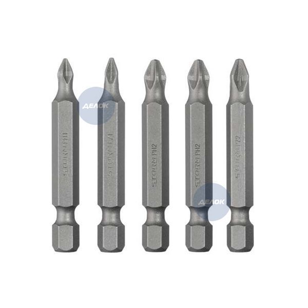 Набір викруткових насадок, PH1, PH2, PZ1, PZ2, 1/4"&times;50 мм, ACR, S2, 5 од., STORM VT-0205 фото